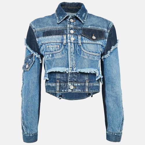 Dolce & Gabbana Blue Patched Denim Lace-Up Crop Jacket XS - Dolce & Gabbana - Modalova