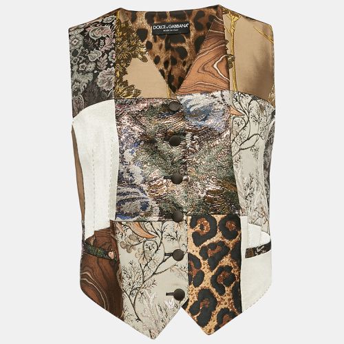 Dolce & Gabbana Brown Printed satin and Jacquard Patchwork Waist Coat M - Dolce & Gabbana - Modalova