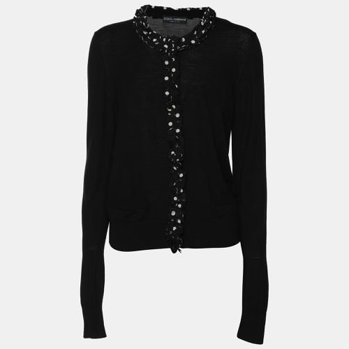 Dolce & Gabbana Black Wool/Silk Sweaters Cardigan M - Dolce & Gabbana - Modalova