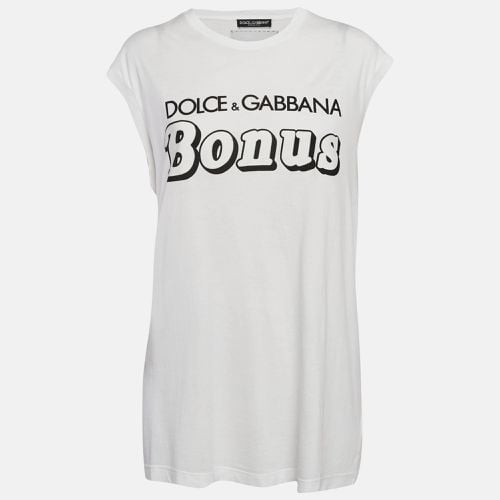 Dolce & Gabbana White Printed Cotton Sleeveless T-Shirt S - Dolce & Gabbana - Modalova