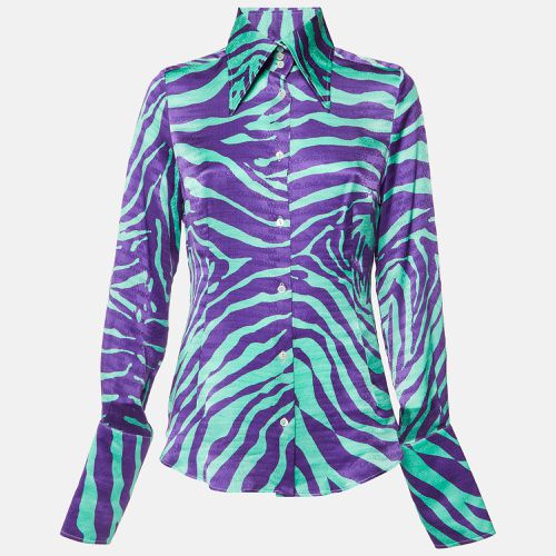 Dolce & Gabbana Green/Purple Tiger Print Logo Jacquard Silk Shirt L - Dolce & Gabbana - Modalova