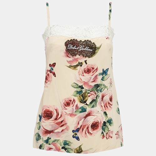 Dolce & Gabbana Pink Floral Print Silk and Lace Trim Cami Top L - Dolce & Gabbana - Modalova