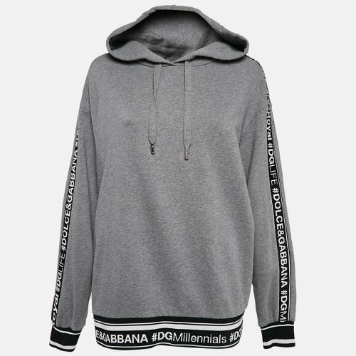 Dolce & Gabbana Grey Logo Band Jersey Hooded Sweatshirt S - Dolce & Gabbana - Modalova