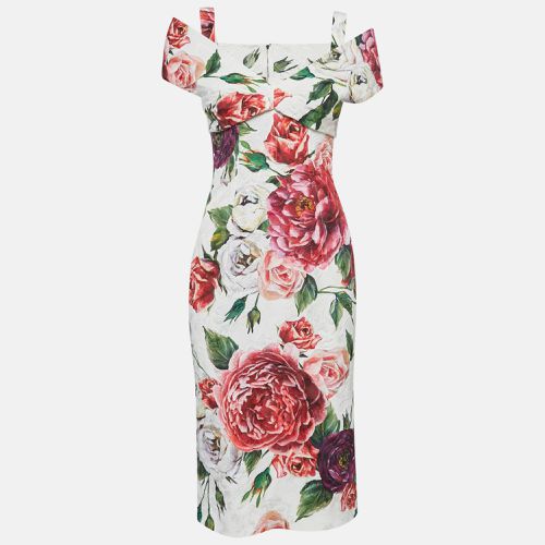 Dolce & Gabbana White Floral Print Jacquard Off-Shoulder Sheath Dress S - Dolce & Gabbana - Modalova