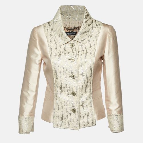 Dolce & Gabbana Beige Silk Blend Lurex Panel Detail Blazer M - Dolce & Gabbana - Modalova