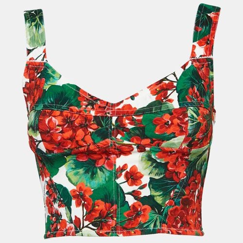 Dolce & Gabbana White Geranium Print Jersey Corset Top S - Dolce & Gabbana - Modalova