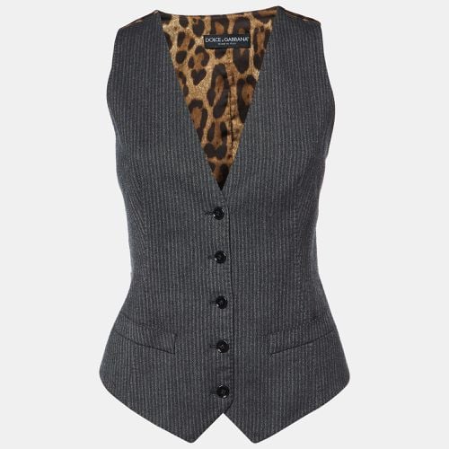 Dolce & Gabbana Dark Grey Stripe Wool Blend Vest S - Dolce & Gabbana - Modalova