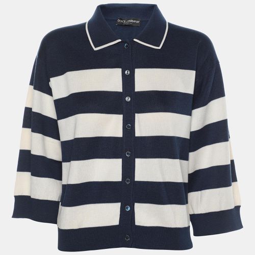 Dolce & Gabbana Blue/White Stretch Knit Stripe Sweatshirt M - Dolce & Gabbana - Modalova