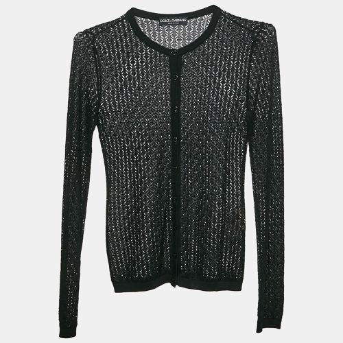 Dolce & Gabbana Black Silk Knit Buttoned Cardigan M - Dolce & Gabbana - Modalova