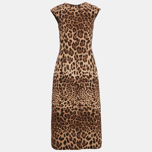 Dolce & Gabbana Brown Leopard Print Wool Midi Dress S - Dolce & Gabbana - Modalova