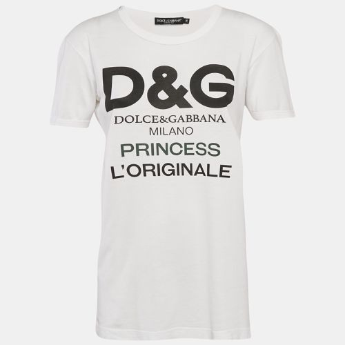 Dolce & Gabbana White Logo Print Jersey Crew Neck T-Shirt S - Dolce & Gabbana - Modalova