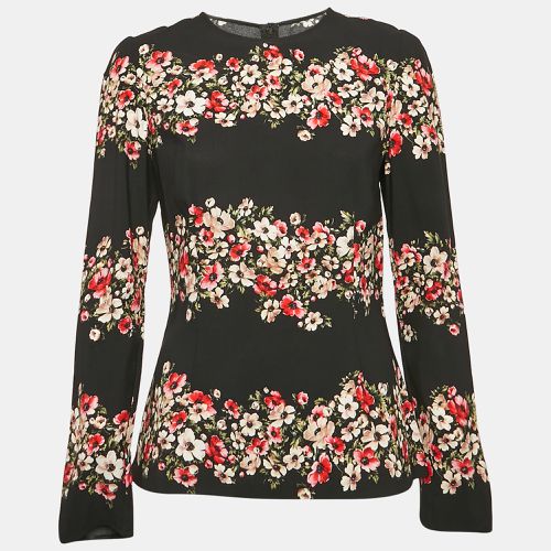 Dolce & Gabbana Black Floral Print Crepe Long Sleeve Blouse M - Dolce & Gabbana - Modalova