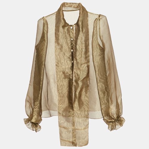 Dolce & Gabbana Metallic Organza Tie-up Neck Button Front Blouse L - Dolce & Gabbana - Modalova