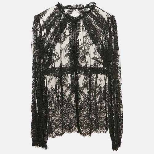 Dolce & Gabbana Black Floral Lace Ruffled Blouse M - Dolce & Gabbana - Modalova