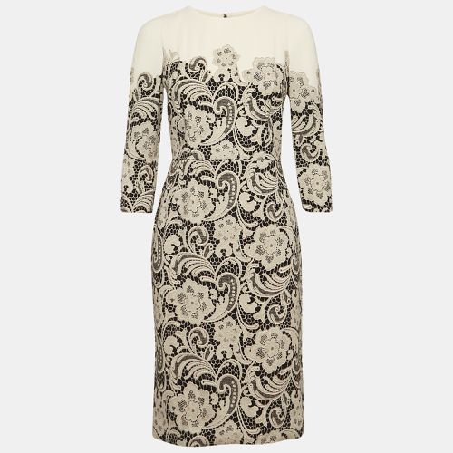 Dolce & Gabbana Light Beige Lace Print Crepe Short Dress S - Dolce & Gabbana - Modalova