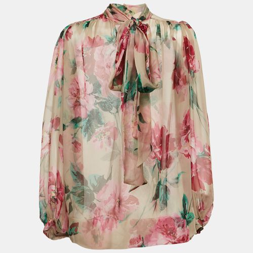 Dolce & Gabbana Pink Floral Print Silk Sheer Blouse S - Dolce & Gabbana - Modalova