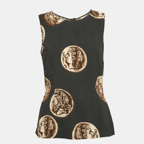 Dolce & Gabbana Black Coins Print Crepe Sleeveless Top M - Dolce & Gabbana - Modalova