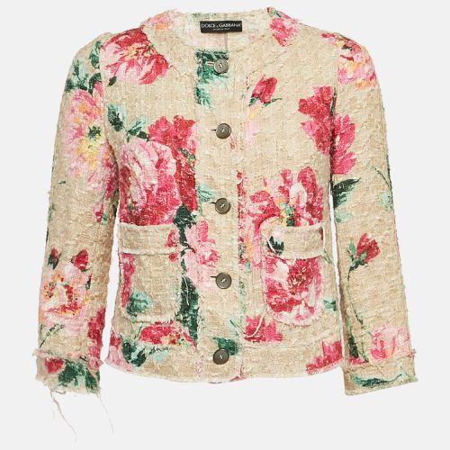 Dolce & Gabbana Floral Print Tweed Button Front Jacket XS - Dolce & Gabbana - Modalova