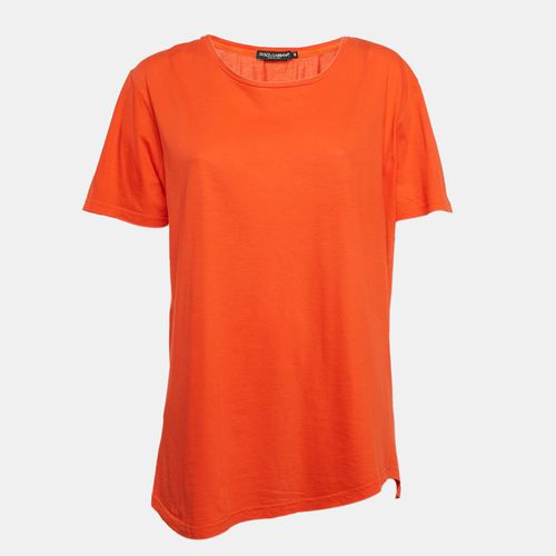 Dolce & Gabbana Orange Jersey Asymmetric Hem T-Shirt L - Dolce & Gabbana - Modalova