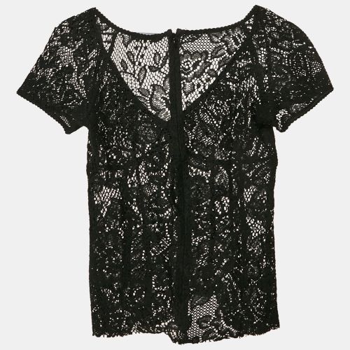 Dolce & Gabbana Black Lace V-Neck Sheer Top S - Dolce & Gabbana - Modalova