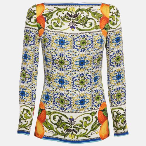 Dolce & Gabbana Multicolor Majolica Print Silk Long Sleeve Top M - Dolce & Gabbana - Modalova