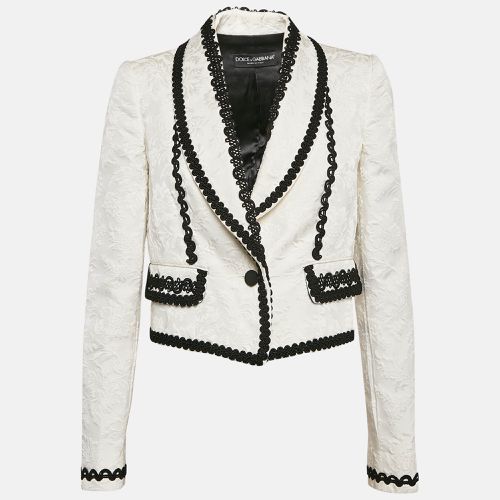 Dolce & Gabbana White Brocade Lace Trim Cropped Blazer L - Dolce & Gabbana - Modalova