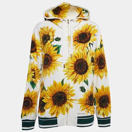 Dolce & Gabbana Yellow Sunflower Print Cotton Knit Zip-UP Hoodie XS - Dolce & Gabbana - Modalova