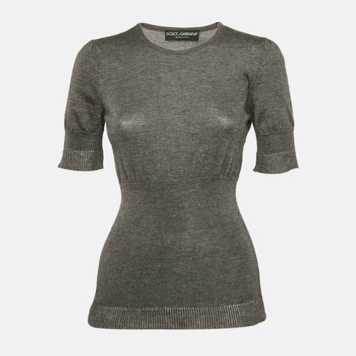 Dolce & Gabbana Grey Stretch Knit Short Sleeve Jumper S - Dolce & Gabbana - Modalova