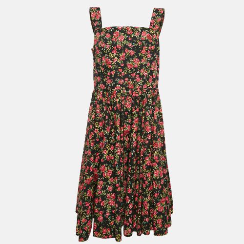 Dolce & Gabbana Black Rose Print Cotton Flared Midi Dress XL - Dolce & Gabbana - Modalova