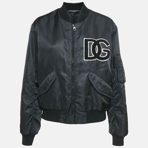 Dolce & Gabbana Black DG Applique Nylon Bomber Jacket S - Dolce & Gabbana - Modalova