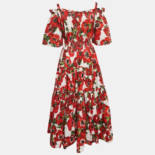 Dolce & Gabbana Red Floral Print Tiered Maxi Dress L - Dolce & Gabbana - Modalova