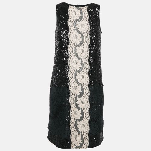 Dolce & Gabbana Black Sequin Lace Trimmed Sleeveless Mini Dress M - Dolce & Gabbana - Modalova