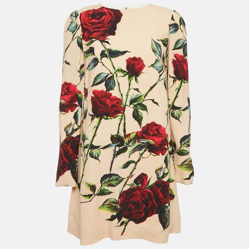 Dolce & Gabbana Caramel Beige Floral Print Crepe Mini Dress M - Dolce & Gabbana - Modalova