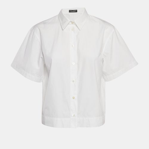 Dolce & Gabbana White Cotton Button Front Crop Shirt L - Dolce & Gabbana - Modalova