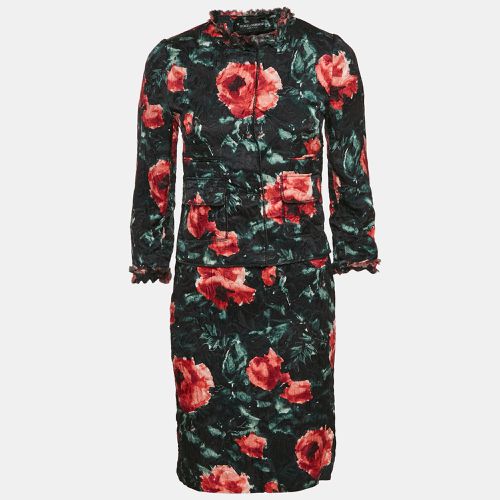 Dolce & Gabbana Black Floral Print Silk Blend Jacket and Short Dress Set S - Dolce & Gabbana - Modalova