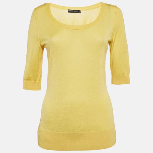 Dolce & Gabbana Yellow Cashmere Knit Top M - Dolce & Gabbana - Modalova