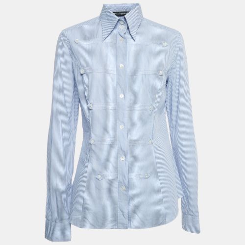 Dolce & Gabbana Blue Pinstripe Cotton Button Front Shirt M - Dolce & Gabbana - Modalova