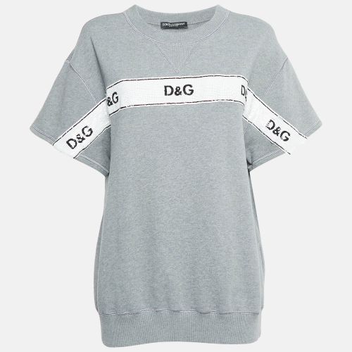 Dolce & Gabbana Grey Cotton Sequin Detail T-Shirt M - Dolce & Gabbana - Modalova