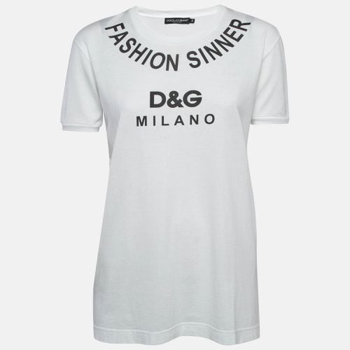 Dolce & Gabbana White Logo Print Cotton Jersey T-Shirt S - Dolce & Gabbana - Modalova