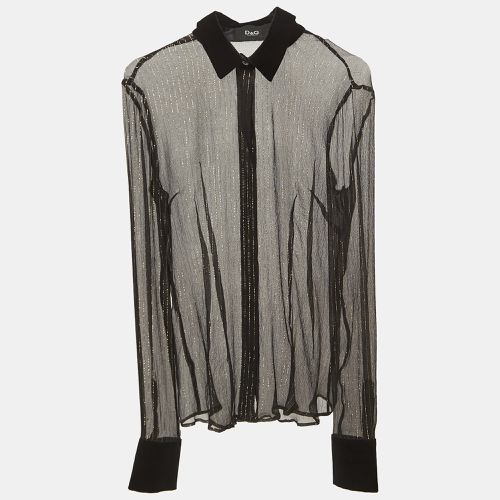 D&G Black/Gold Lurex Stripe Velvet Trim Sheer Shirt S - D&G - Modalova