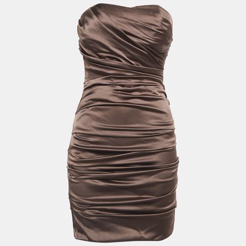 Dolce & Gabbana Brown Satin Ruched Mini Dress M - Dolce & Gabbana - Modalova