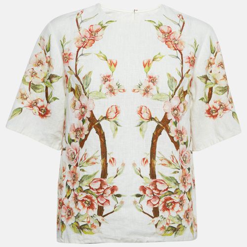 Dolce & Gabbana Off White Floral Print Linen Top S - Dolce & Gabbana - Modalova