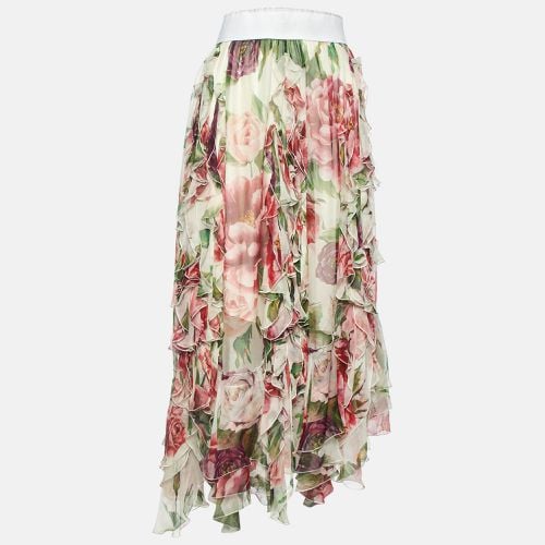 Dolce & Gabbana White Floral Print Silk Asymmetric Maxi Skirt M - Dolce & Gabbana - Modalova