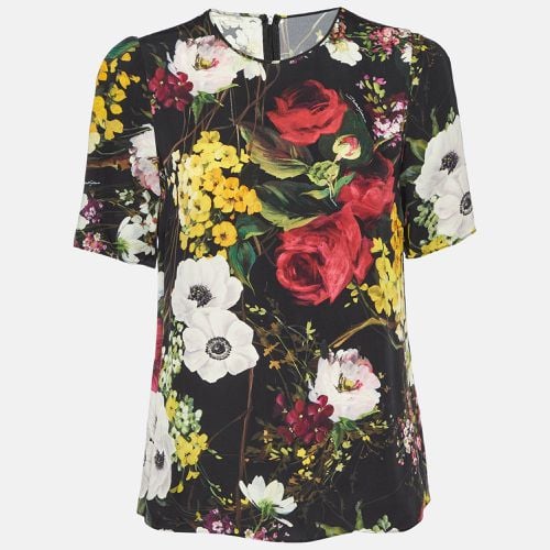 Dolce & Gabbana Black Floral Print Silk Top M - Dolce & Gabbana - Modalova