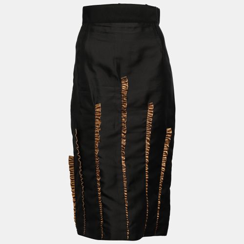 Dolce & Gabbana Black/Gold Silk Ruffled Midi Skirt M - Dolce & Gabbana - Modalova