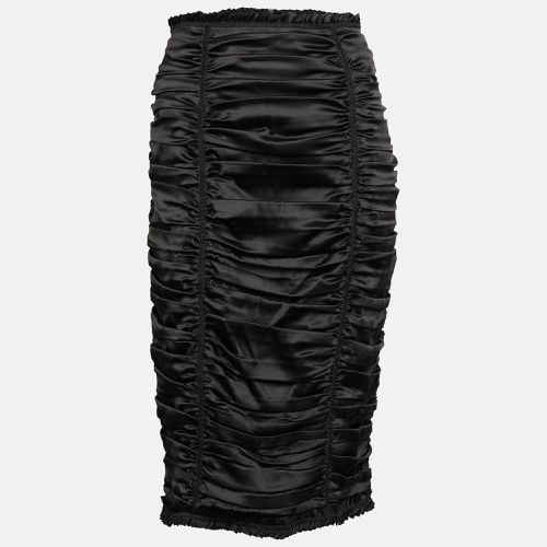 D&G Black Silk Ruched Detail Midi Skirt L - Dolce & Gabbana - Modalova