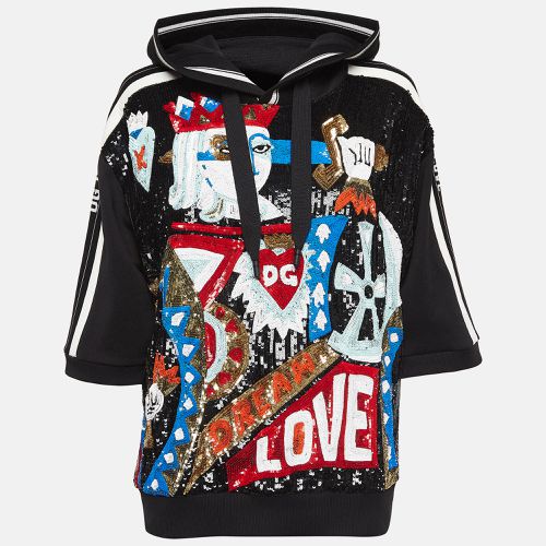 Dolce & Gabbana Black Sequin Cotton Knit Hoodie M - Dolce & Gabbana - Modalova