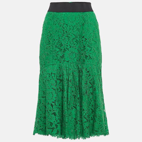 Dolce & Gabbana Green Lace Scallop Detail Hem Midi Skirt S - Dolce & Gabbana - Modalova