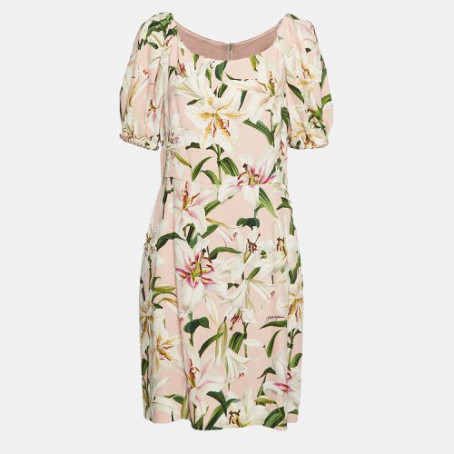 Dolce & Gabbana Pink Lily Print Crepe Mini Dress XL - Dolce & Gabbana - Modalova