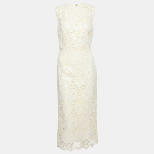 Dolce & Gabbana Cream Floral Lace Midi Dress S - Dolce & Gabbana - Modalova